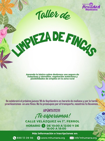 Cartel del Taller de Limpieza de Fincas